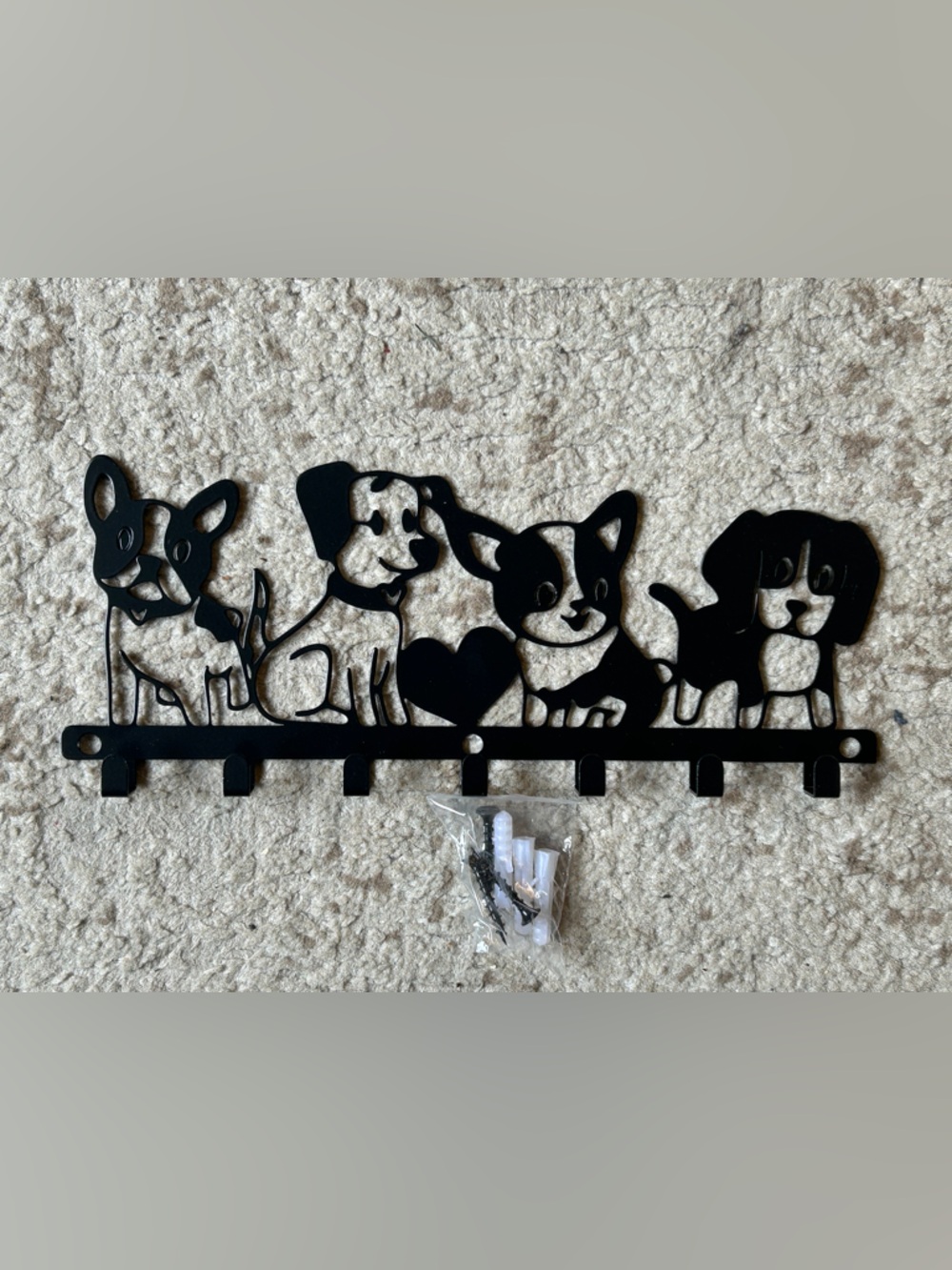 Black Dog Silhouette Wall Hook Rack - Decorative Home Wall Decor